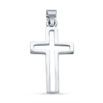 Plain Cross Charm Pendant 925 Sterling Silver Fashion Jewelry